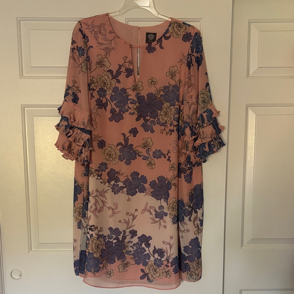 Vince Camuto Floral Midi Dress - Pink and Blue